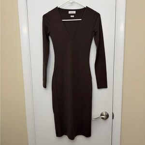Babaton Chocolate Brown Long Sleeve Dress